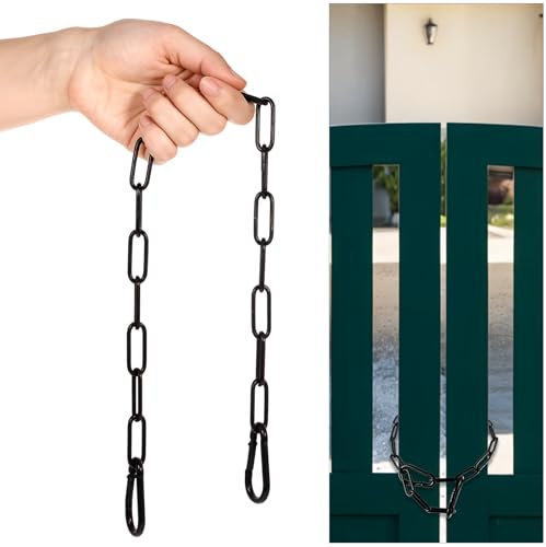 Kette Stahlkette Schwarz 0.5m Gliederkette mit Karabiner Edelstahl Wasserdichte Stahlkette, Edelstahl Rundstahlkette Für Zauntore, Käfigtore Für Haustiere, Gartentore