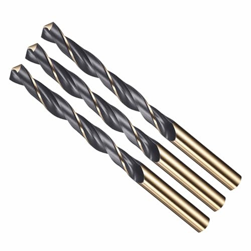 CoCud Drill Bit, 9.5mm Cutting Diameter, 4341 HSS Jobber Bits Gold and Black 118° Cutting Angle - (Applications: for Drilling Plastic Wood Soft Metal), 3-Pieces