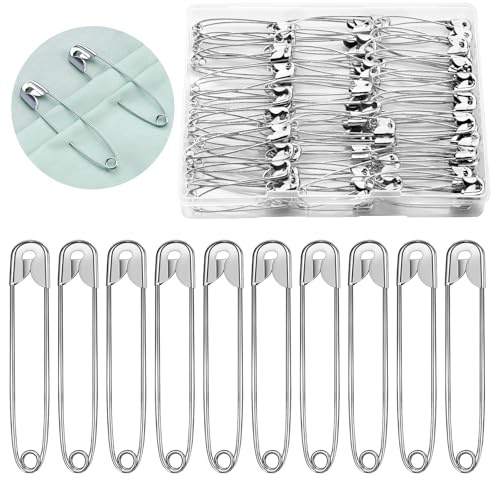 MASPHY 100 Stück Sicherheitsnadeln, 55 mm Sicherheitsnadeln Große | Safety Pins, Sicherheitsnadeln Klein, für Kunsthandwerk, Schmuckherstellung und Nähen