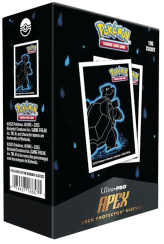 Ultra Pro | Pokemon Neon Kanto Apex Deck Protector Sleeves - Blastoise (105ct) | Trading Card Game Accessory | Ages 6+