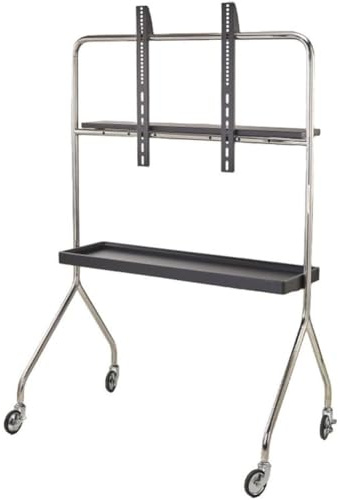 PP-Vic Rolling TV Stand with Wheels for 43-70 Inch Flat Curved Screen Tvs, Height Adjustable Mobile TV Cart with Shelf/Tray, Modern Corner TV Cart Floor Stand for Living Room, Office,Black