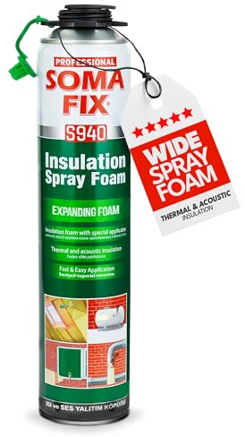 Expanding Foam - Polyurethane Insulation Foam (Heat & Acoustic Insulation) | Ideal for Walls, Roofs, Ceilings & Doors + Adapter Nozzle - 850 ML
