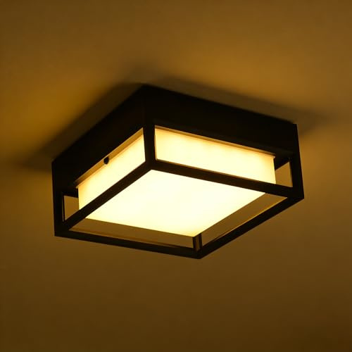 MULANDI 11Inch Outdoor Flush Mount Ceiling Light LED Aluminum Square Light