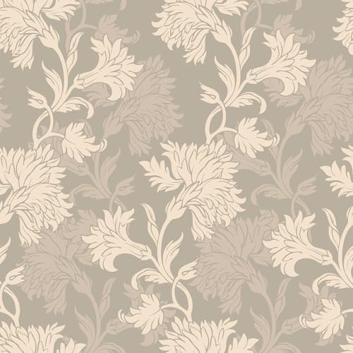LaCheery Beige Selbstklebende Tapete Blumen Vintage 44.5cm x 200cm Klebetapete Creme Tapete Floral Hell Vinyl Wand Tapeten Muster Wasserdicht Klebefolie Möbel Schrank Dekorativ für Schlafzimmer Treppe