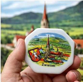 Wegmann Magnetfliese Zwiesel Bayern, Dekorativer Kühlschrankmagnet mit Stadtansicht, 5,7 x 5,7 cm