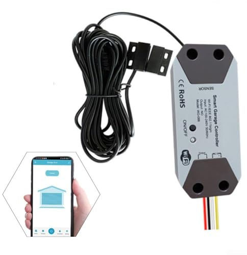 EffiFish Contrôleur intelligent d'ouverture de porte de garage TUYA 12-24 V avec capteur magnétique, télécommande sans fil pour accès, intégration vocale, notifications d'état de porte en temps réel