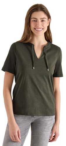 Damen Kurzarm Shirt mit Split Neck