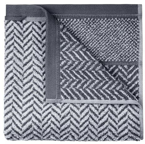 herzbach home Handtuch Duschtuch Set 100% Baumwolle Gemustert (Anthrazit/Weiß, 2 Handtücher + 2 Duschtücher)