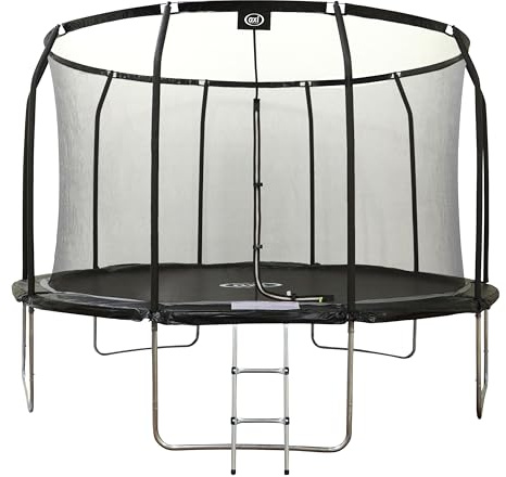 AXI Houston Trampolin rund mit Netz, Inklusive Leiter - Schwarz | Onground Trampolin für Kinder mit Schutzrand | Für den Garten/Outdoor.