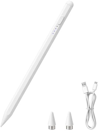 Stylet Tablette Tactile Android Rechargeable Pointe Fine Blanc | Stylet actif précis compatible avec tablettes Android, Galaxy Tab, Xiaomi, Lenovo, Huawei et smartphones, avec recharge USB-C