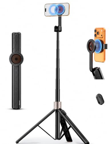ANXRE 71/180cm Magnetisches Handy Stativ,Tragbares Einbein Stative Stabil Selfie Stick Handystativhalter mit Fernbedienung Kompatibel mit iPhone Android