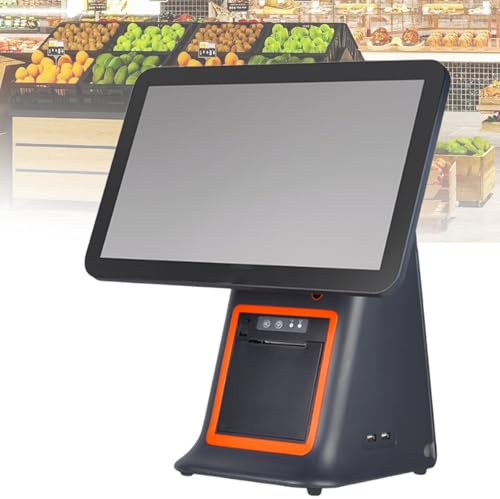 Kassensystem mit zwei Bildschirmen und Touchscreen, Kassensystem für kleine Unternehmen, für Einzelhandel, Gastronomie, Gastronomie, Schwarz-a