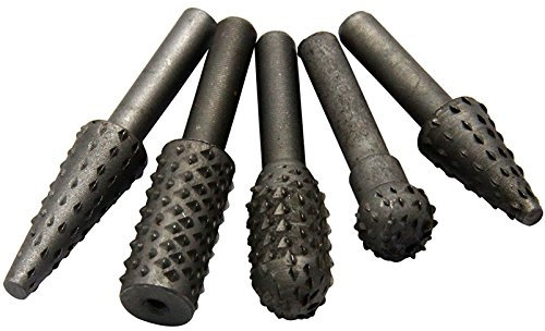 DreamColor 5 PCS 6mm Shank Rotary Burr Rasp Set Woodworking Grinding Polishing Shaping File Wood Carving Drill Bits