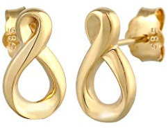 Elli PREMIUM Ohrringe Damen Ohrstecker Infinity Unendlichkeitssymbol in 585 Gelbgold