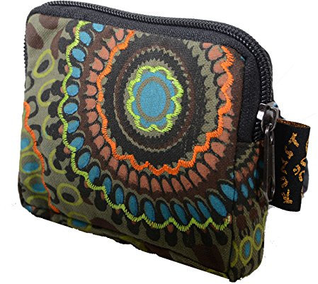 Kunst und Magie Bunter Geldbeutel Kulturbeutel aus Baumwolle Goa Hippie Ethno, Farbe:Army Green