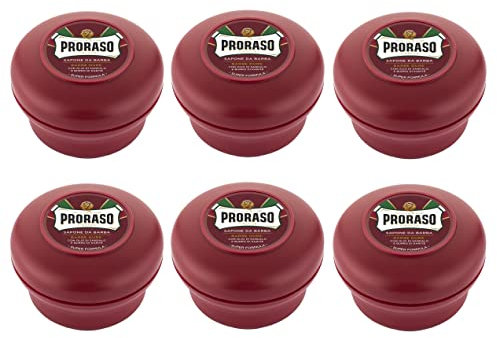 6er Rot Rasierseife Proraso im Rundtopf Shaving Soap je 150 ml = 900 ml