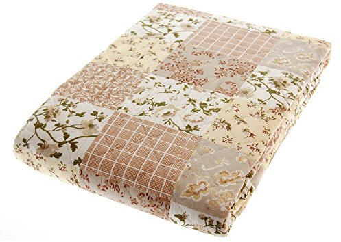 Mariella Bruni Trapuntino Singolo Primaverile Estivo Copriletto Trapuntato Fantasia 170x260cm (Fiori Bianchi)