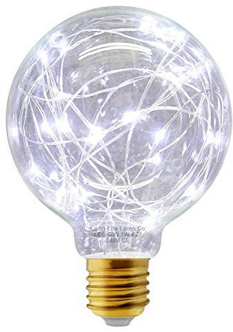 Long Life Lamp Company 1w G95 Globe LED Industrial Decorative Light Bulb Coloured Fairy String Filament E27 (Cool White)