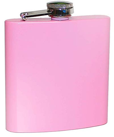 Pixelstudio Petaca rosa para mujer, aprox. 180 ml, botella rosa para alcohol, licor, ron