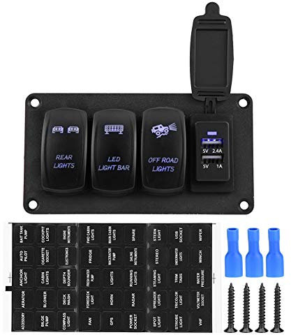 KIMISS Interruttore 12 / 24V Dual Light Switch 3 + FANALI POSTERIORI/BARRA LUCI LED/LUCI FUORISTRADA 3.4A Caricatore auto