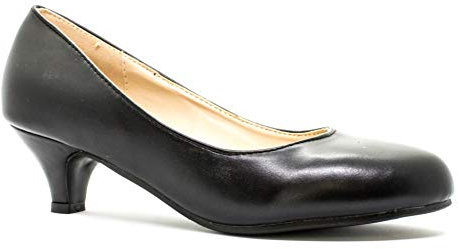 Ladies Womens Low Kitten Heel Work Court Evening Girls Shoes Pumps Size 3-12 (6 UK, Black Suede)