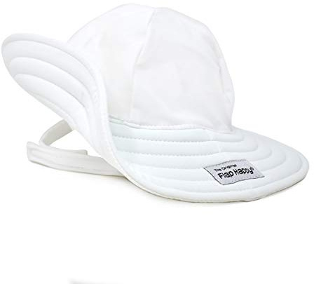Flap Happy Summer Splash Swim Hat for Baby, Toddler & Kids - UPF 50+ Sun Protection, Lightweight Bucket, Wide Foam Brim - White, Large