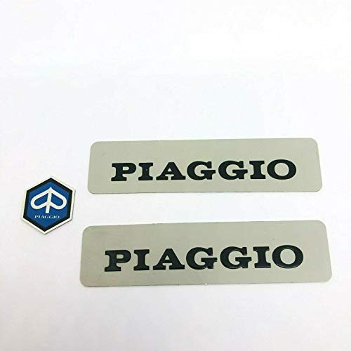 COPPIA ADESIVI IN METALLO + STEMMA ANTERIORE PER CICLOMOTORE CIAO PX SC PXV SC SI BRAVO E ALTRI MODELLI