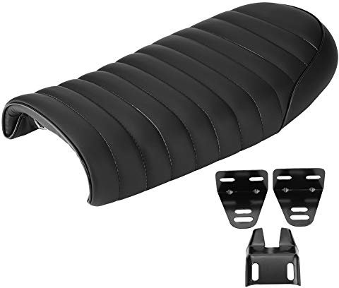 EVGATSAUTO Motorradsitz für CG125 GN CG CB200 CB350 CB400SS CB500 CB750 SR400 SR500 XJ XS PU-Leder Vintage Cafe Racer Sitz, Schwarz