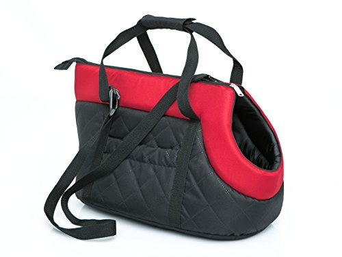 Hundetasche Tragetasche für kleinen und mittleren Hund Welpen Katze, Schwarz mit Rot - von 2 kg