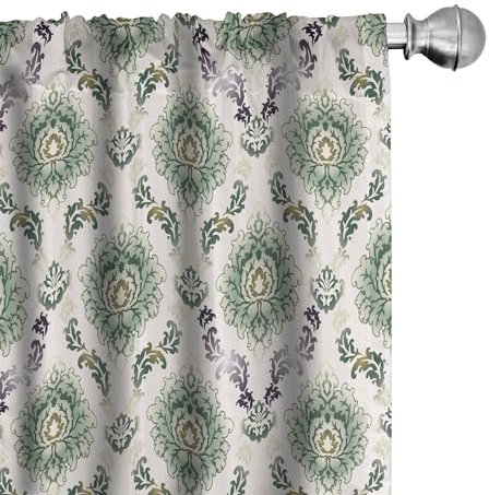 ABAKUHAUS Klassik Vorhänge, Gardinen, Orient-Damast-Muster, Fensterbehandlungen für Wohnzimmer Schlafzimmer Dekor, 2 Stück 75 cm b x 225 cm h, Mehrfarbig