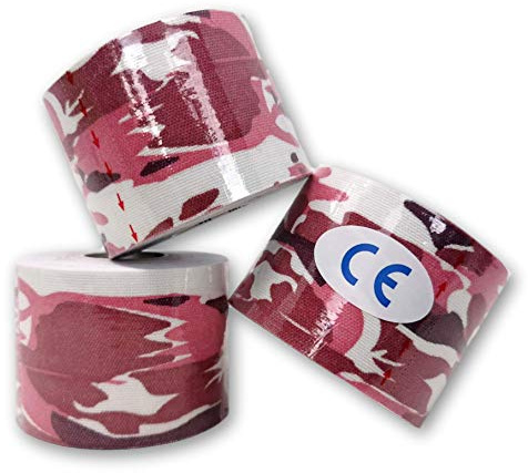 LisaCare Kinesiologie Tape - Physio Tape - Tape für Knie & Körper latexfrei - Kinesiologie Tape Set - 3er-Set Camouflage Rot 5cm x 5m Rolle (3 Rollen rot) | 3er-Set Camouflage Rot 5cm x 5m Rolle (3 Rollen rot) - Unser Kinesiologie Tape ist atmungsaktiv, elastisch & wasserabweisend