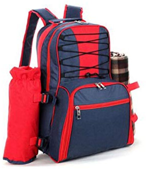 Cestino da picnic esterno di grande capacità Borsa per zaino da picnic per 4 persone, bottiglia staccabile / porta vino, coperta in pile, piatti e posate set perfetti per all'aperto Set regalo per ces