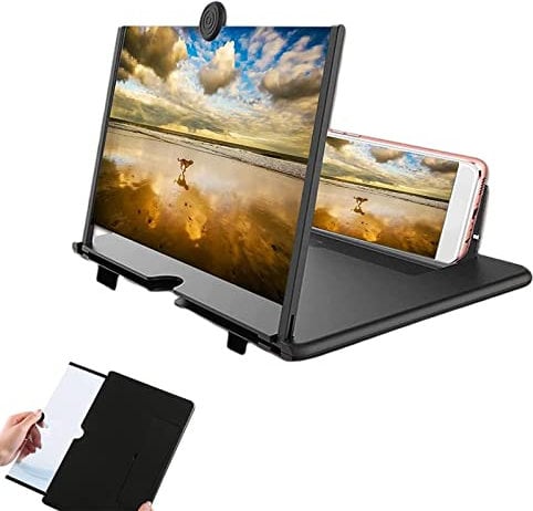 HBYMYDA 10'' Lupa de Pantalla de Teléfono Móvil, Amplificador HD 3D Pantalla de Diseño Elástico, para Todos Smartphone, Negro