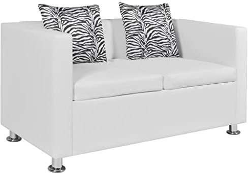 Hommdiy 2-Sitzer-Sofa Couch Loungesofa Relaxsofa Relaxcouch Kunstleder Weiß