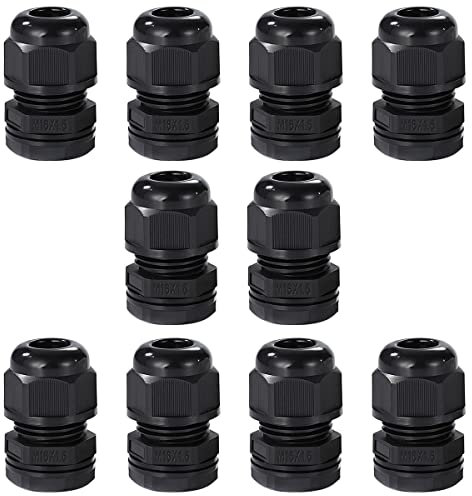 Meccion M16 Kabelverschraubung 10 Stück Wasserdichte IP68 Nylon Kabelverbinder mit Kontermutter und Unterlegscheibe, Geeignet für 4mm - 8mm Kabel