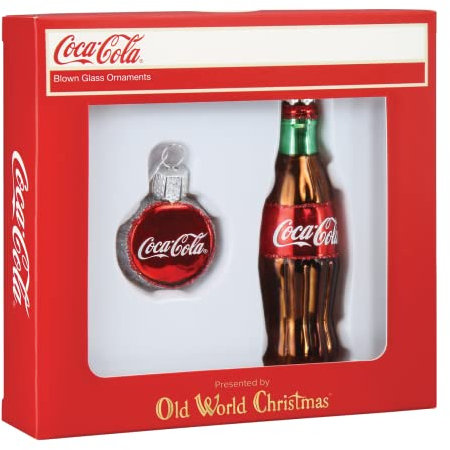 Old World Christmas Coca-Cola Bottle Set Glass Blown Ornament for Christmas Tree