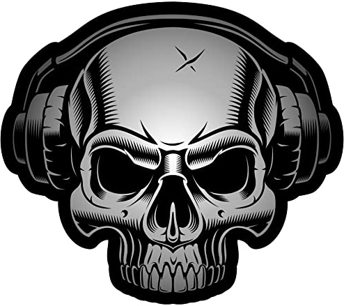 Samunshi DJ Skull Totenkopf Aufkleber Autoaufkleber für Motorrad Fahrrad Roller oder Auto Sticker Schädel Totenschädel Musik Kopfhörer (15x13cm DJ Skull Totenkopf)