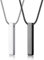 JeweBella 2PCS Halskette Quader Edelstahl für Herren Silber/Schwarz Bar Anhänger mit SchlangenKette 61CM Edelstahl Quader Kette für Männer Damen Schmuck Geschenk