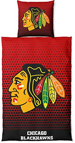 NHL Bettwäsche Set Chicago Blackhawks Eishockey Bedding Set Bettbezug 200x135cm