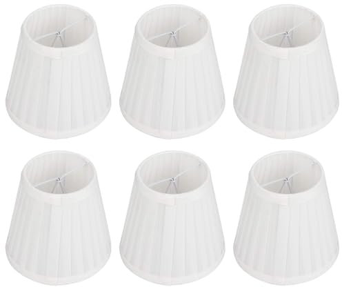 Beufee 6 STÜCKE Stoff Glocke Lampenschirme, Weiß Kronleuchter Lampenschirm Clip auf Lampenschirme Wandlampenabdeckung Schirm Mini Lampenschirme für Wohnzimmer Schlafzimmer Hotel Dekor