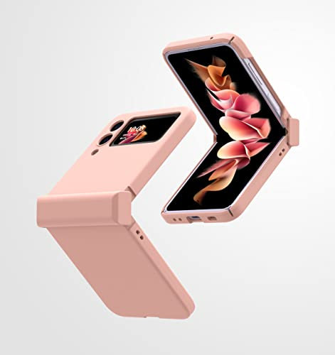 yanzi Compatibile con SamSung Galaxy Z Flip 3-5G Cover(Or Rose) Custodia Ultra Sottile Matte TPU Silicone Bumper Cerniera Antiurto 360° Protezione Case+3D Vetro Temperato Pellicola Protettiva-2021