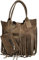 Modarno Damen-Einkaufstasche aus echtem Wildleder mit Fransen plus Schmucketui in der gleichen Farbe - Handtasche - Schultertasche, Taupe