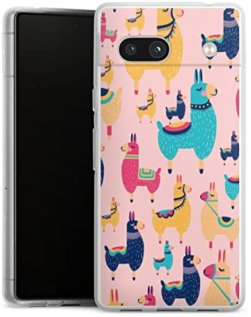 Silikon Hülle kompatibel mit Google Pixel 7a Case transparent Handyhülle Lama Pinata Pattern