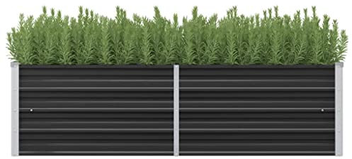 FIRBNUS Pot de Fleurs Extérieur 160x40x45 cm Boîte à Fleurs Profonde et Large Lit Surélevé de Balcon Métal Jardinière Jardin Facile à Assembler Lit de Plantation en Acier Galvanisé Anthracite