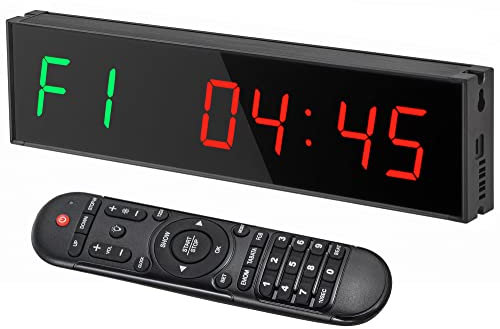 Minuteur de Gym, Minuteur Intervalles LED Horloge de Fitness en Aluminium Chronomètre avec Compte à Rebours avec Télécommande pour Gym Domicile