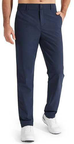 Libin Golf Trousers for Men Slim Fit Chinos Pants 30 Stretch Quick Dry Lightweight Business Casual Pants for Men Comfy Waterproof Navy Blue 32W x 30L