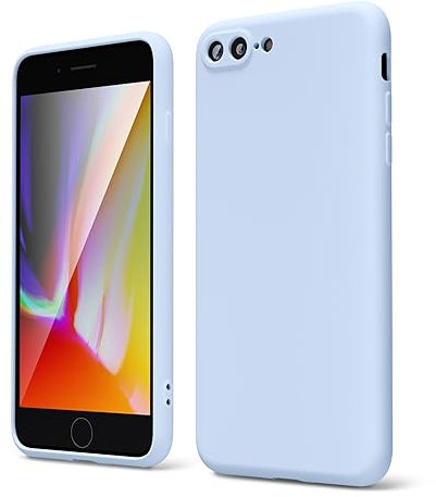 oakxco for iPhone 7 Plus Case iPhone 8 Plus Case Liquid Silicone, Cute Thin Slim Soft Rubber Gel Smooth Cover for Women Girl, Matte TPU Solid Aesthetic Design Protective & Shockproof, Light Blue Aqua