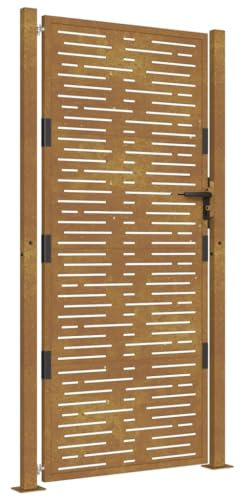 vidaXL Puerta de jardín acero corten diseño cuadrado 105x180 cm, puerta de valla, puerta de exterior, puerta de metal, puerta de seguridad
