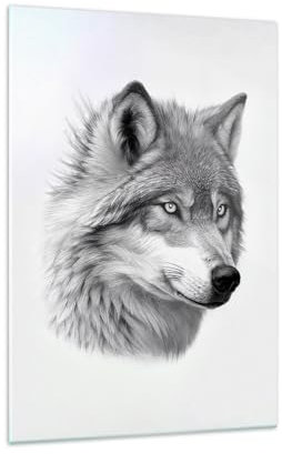 Bilder auf Glas 70x100cm Glasbild Wolf Tier Skandinavisch Groß Wanddeko Bild im Glas Schlafzimmer Küche Deko Wandbilder Dekoration Wohnzimmer Modern Wall Decor Wand Kunstdruck Art GPA70x100-5661