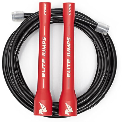 Elite Jumps Core Springseil – Indoor/Outdoor verstellbares Springseil für Training und Fitness – 6 mm PVC-Springseil für Fitness – unzerbrechliche Griffe mit verhedderungsfreiem Springseil für Workout